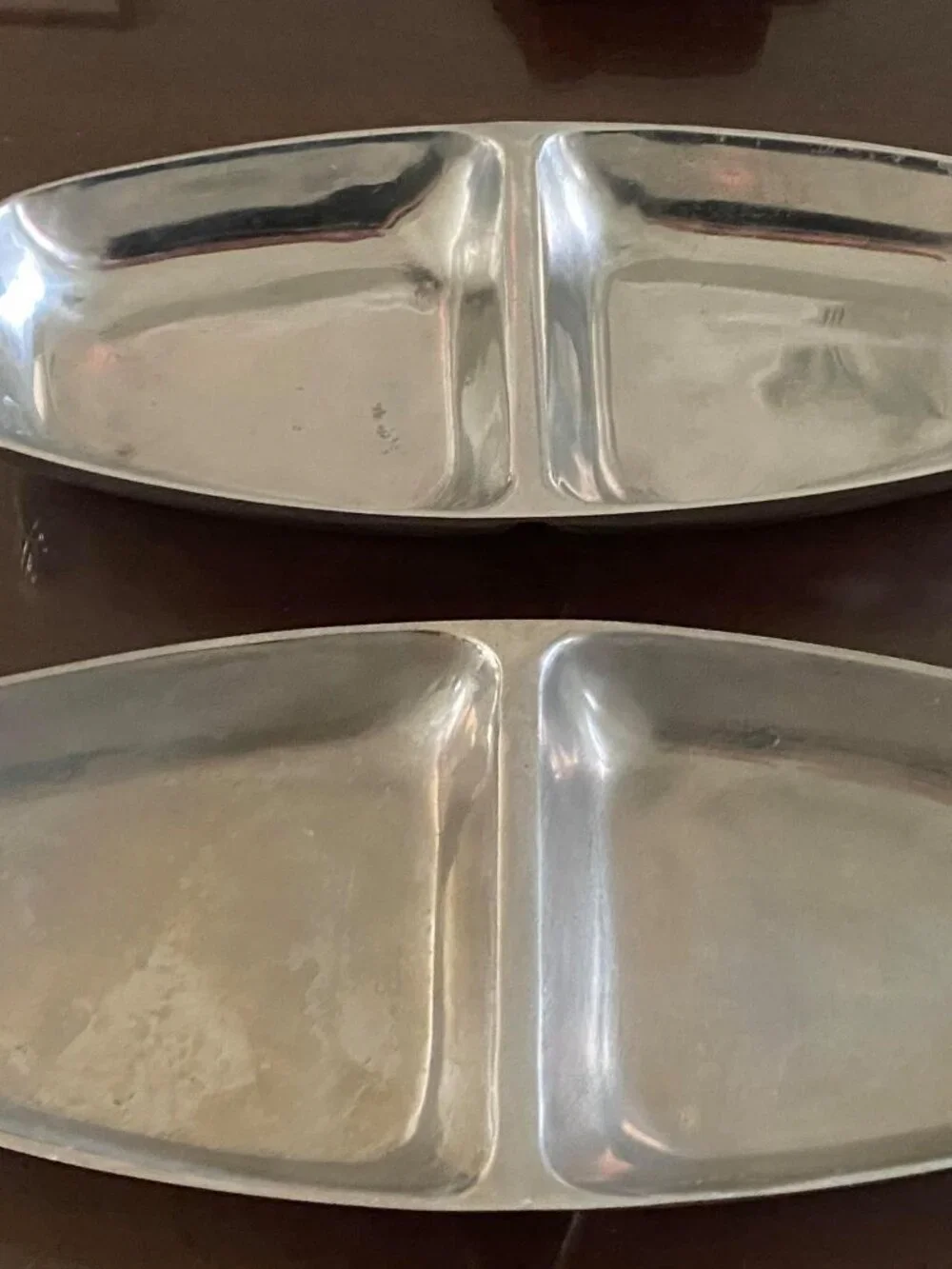 POTTERY BARN set 2 silver BARONA serveware, serve trays